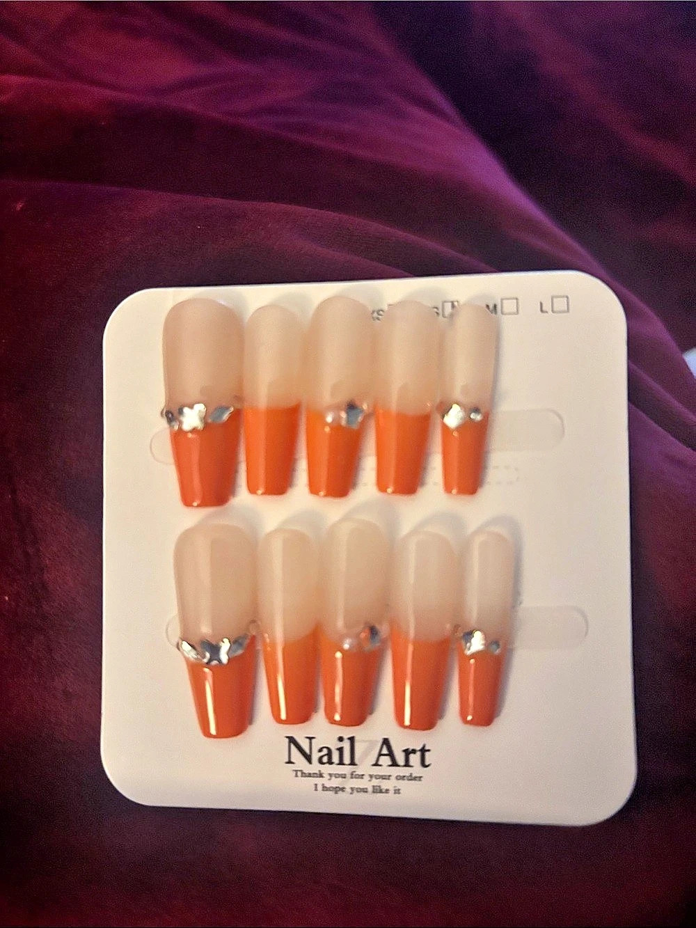 Orange French Tip Press-On Nails NWT